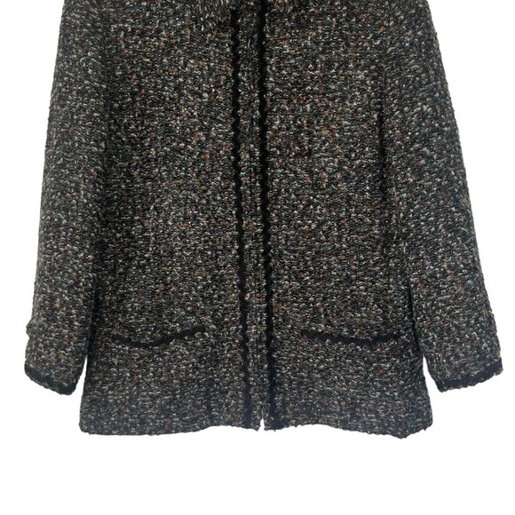Sag Harbor Tweed Front Zip Jacket Blazer Coat Womens 14 Black Pockets - Picture 4 of 9
